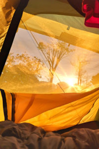 Morgensonne im Zelt